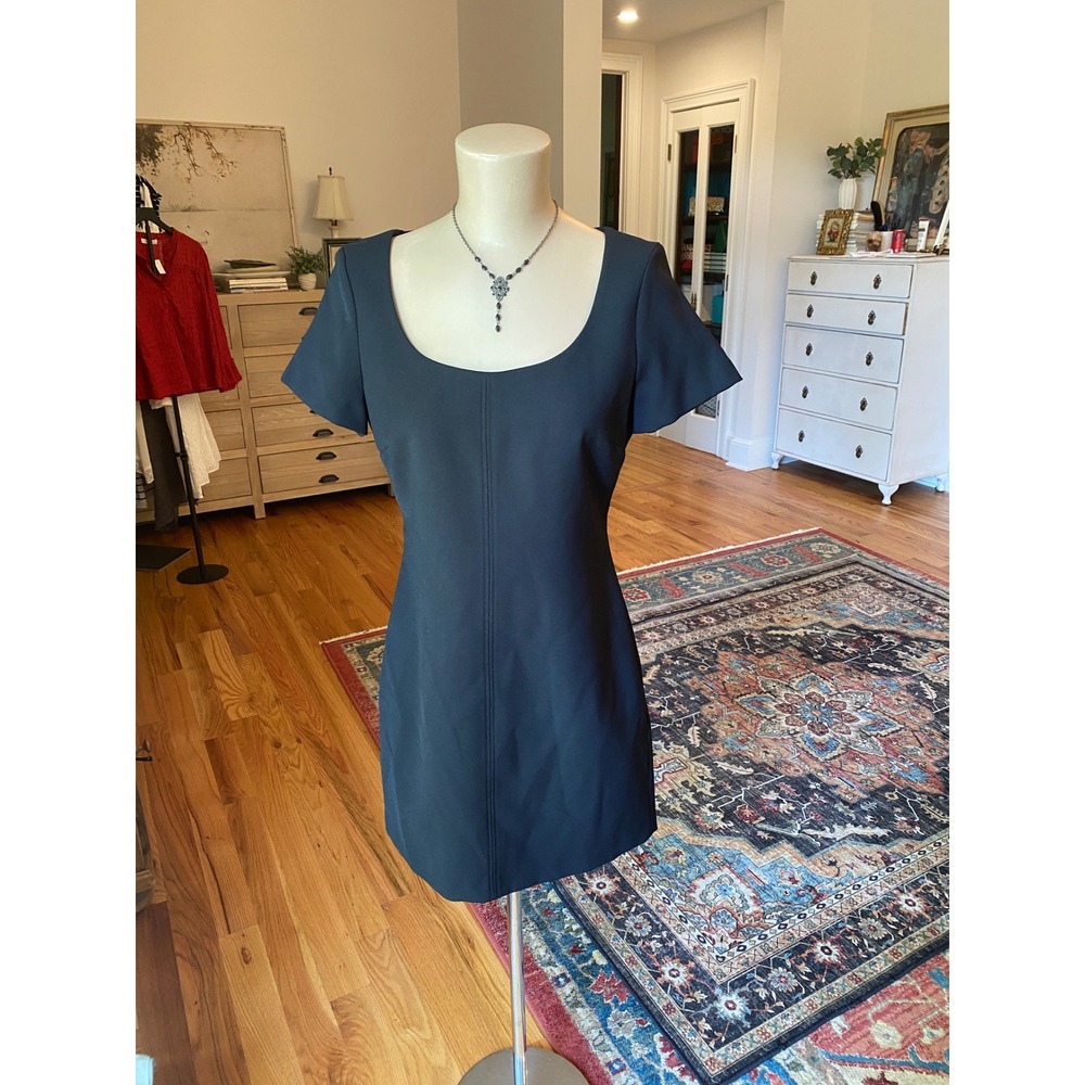 Zara Black Short Sleeve Scoop Neck Mini Dress XS NWT